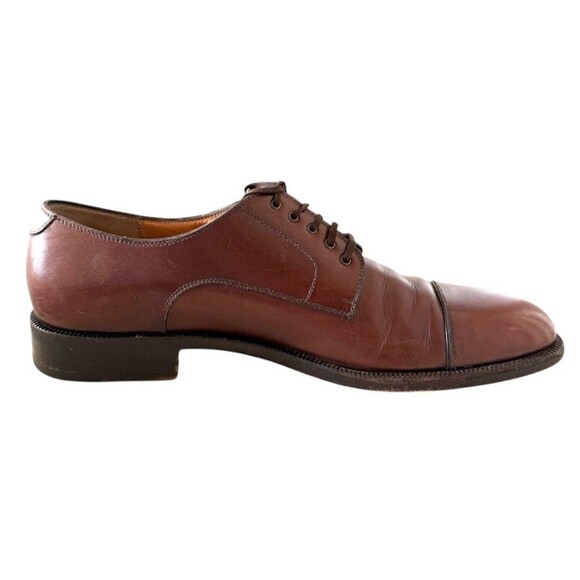 Salvatore Ferragamo Brown Leather Cap Toe Lace Up Shoes Men’s Size 9.5D main image 9